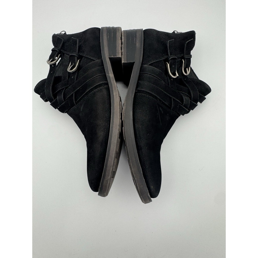BareTraps Atticus Black Faux Suede Ankle Boots Women's 8.5M Strap Buckle Zip - Picture 6 of 9